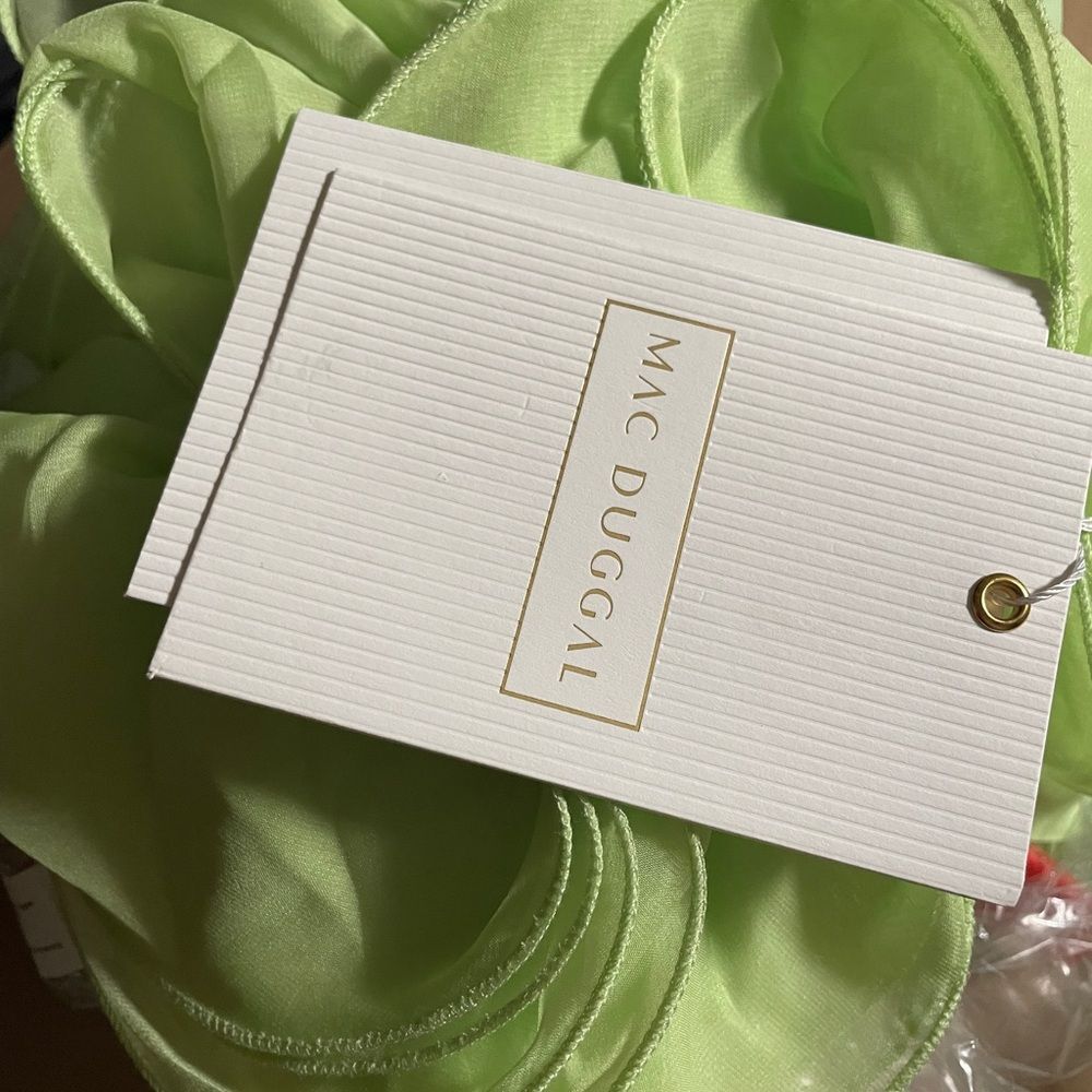 💞 NWT-MAC DUGGAL Mint Green Ruffle Tiered Cut-Out Chiffon Gown 67911 Sz 6 - Picture 9 of 12